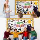 3 x 71 Pcs Halloween Bulletin Board Decorations with 300 Pcs Glue Points Halloween Ghosts Pumpkins Bats Witches Cutouts for School Classroom Wall Decoration