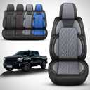 Car Seat Covers Custom Fit for Chevy Silverado GMC Sierra 1500 2007-2025 2500/3500 HD Crew Cab Pickup Truck Seat Cover Protector Cushion with Faux Leather Waterproof(Black & Grey, Full Set)