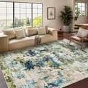 CAROMIO 8x10 Area Rugs for Living Room, Soft Modern Abstract Washable Rug with Non-Slip Backing, Ultra-Thin Large Area Rug for Bedroom Dining Room (Green/Blue Multi, 8'x10')