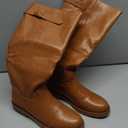 Women's Knee High Boots Chunky Heel Square Toe Tall Boots For Women low Heel Back Zipper Boots (6, Brown)