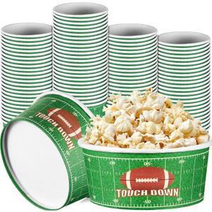 Yungyan 100 Pieces 12oz Football Snack Bowls Paper Game Day Football Bowls Party Supplies Football Serving Dishes for Party Ice Cream Bowls