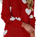 Tutorutor Womens Cute Love Heart Print Sweaters Oversized Off The Shoulder Loose Knitted Valentine Pullover Blouse Top (Small, Y Red)
