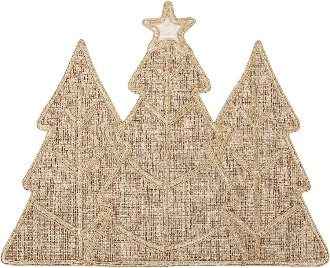 Feuille Burlap Farmhouse Winter Placemats Set of 4 Christmas Tree Holiday Placemats for Table Decorations