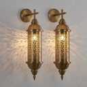 Turkish Moroccan Wall Lamp Antique Indian Wall Sconces Metal Lantern Wall Light for Bedroom Bedside Porch Restaurant Bar Hallway Living Room Bathroom Home,Arabian Lamp W5 XH24,2pcs