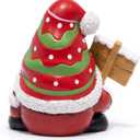 Hodao Christmas Gnome Girl Figurine  Resin Indoor Decorations for Home, Cute Holiday Decor with Braids & Merry Christmas Sign, 4-in Mini Tabletop Ornaments, Gift for Families, Mantel & Tiered Tray