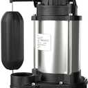 LANCHEZ 1/2 HP Submersible Sump Pump Cast Iron and Stainless Steel with Integrated Vertical Float Switch, 5200 GPH Sewage/Effluent Pump for Basement, Basin, Sewage System, 1-1/2" NPT Discharge