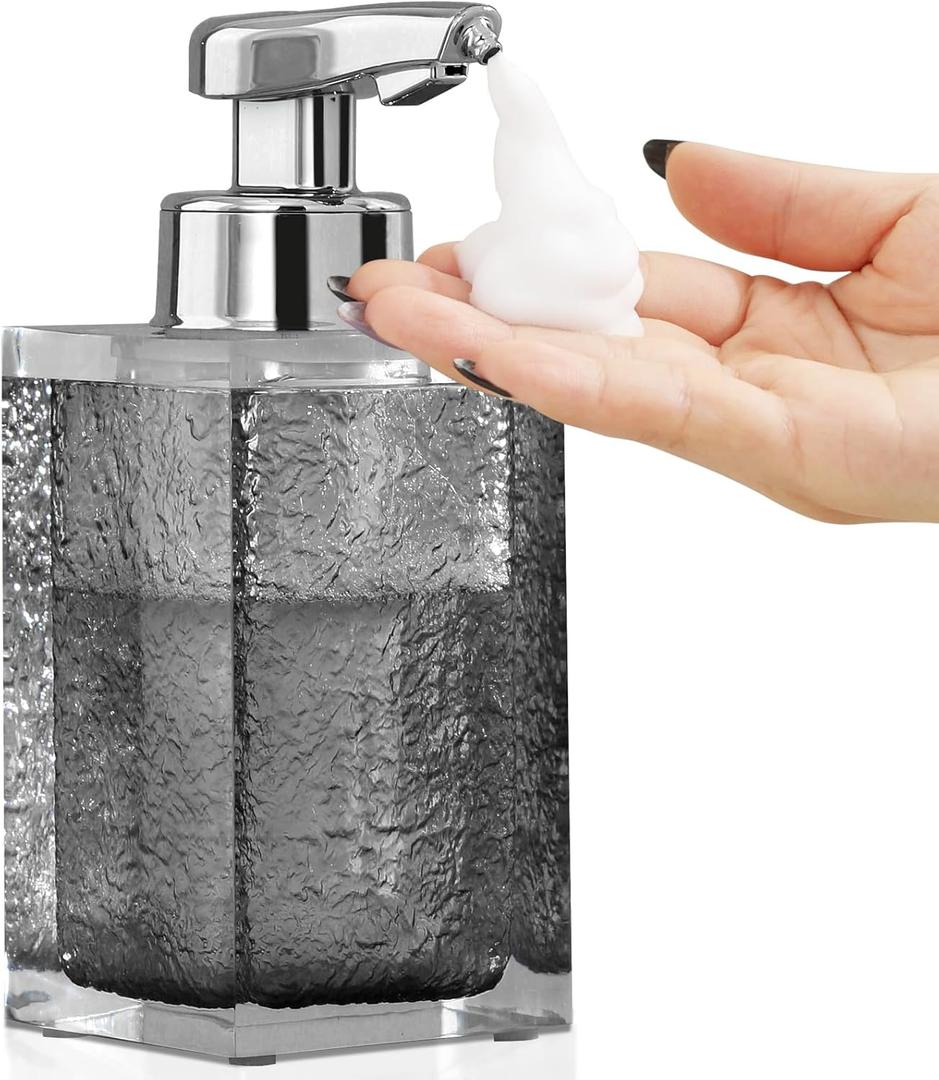 Automatic Foam Soap Dispenser, 245ML 8oz Rechargeable Hand Free Foaming Soap Dispenser Bottles Touchless for Kitchen Bathroom Countertop Hotel Grey