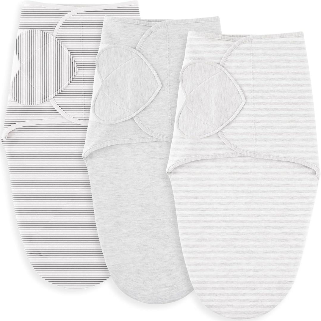 Susurration Swaddles for Newborns, 100% Cotton Baby Swaddle Sleep Sack, with Adjustable Velcro, Breathable and Durable Unisex Swaddle Sleep Sack, 3 Pack (Grey)
