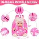 12'' Baby Doll with Backpack in Gift Box, Baby Doll Accessories Set Included 12 Inch Cute Realistic Baby Dolls, Clothes, Carrier, Washcloth, Bottles, Nipple, Socks, Hats for 3+ Girls