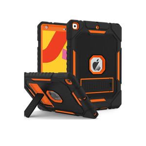 Case for iPad 9th/8th/7th Generation 2021/2020/2019(10.2 inch), Heavy Duty Military Grade Shockproof Rugged Protective 10.2" Cover with Built-in Stand for iPad 9 8 7 Gen(Black+ Orange)