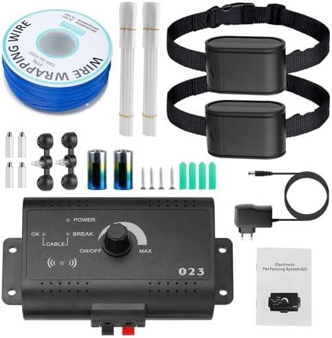 TeqHome Electric Fence for Dogs, Underground Dog Fence System with 2 Rechargeable Waterproof Collars,Tone & Shock Correction,Wireless Containment System with 984FT Boundary Wire, Covers up to 1.2 Acre