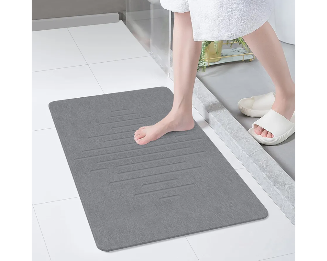 Extra Large Stone Bath Mat, 32''x20'' Non-Slip Diatomaceous Earth Stone Bath Mat, Super Absorbent Quick Drying for Bathroom/Kitchen, Easy to Clean