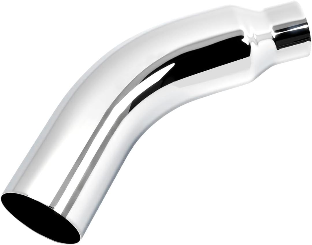4 Inch Chrome Plated Diesel Exhaust Elbow Tip,4'' Inlet 6'' Outlet Side Exit Exhaust Tip, 23'' Length Turndown Exhaust Pipe