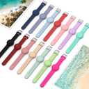 2 x 2 Pack AirTag Bracelet for Kids, Soft Silicone AirTag Wristband for Apple Air Tag, Adjustable Anti Lost Wristband for Toddler Baby, Boys, and Girls, Elders (Milk Tea/Smoke Violet)