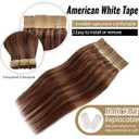 Tape in Hair Extensions Human Hair for Women Real Human Hair Tape in Medium Brown with Medium Auburn Highlights Silky Straight Tape in Hair Extensions 16inch 20pcs 30g