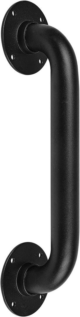 1ft Metal Industrial Pipe Wall Handrail -12 Inch Pipe Barn Door Pull Handle, Gate Pulls, Staircase Handrail for Indoor & Outdoor Steps, Deck Hand Rail, Safety Grab Bar (Matte Black)