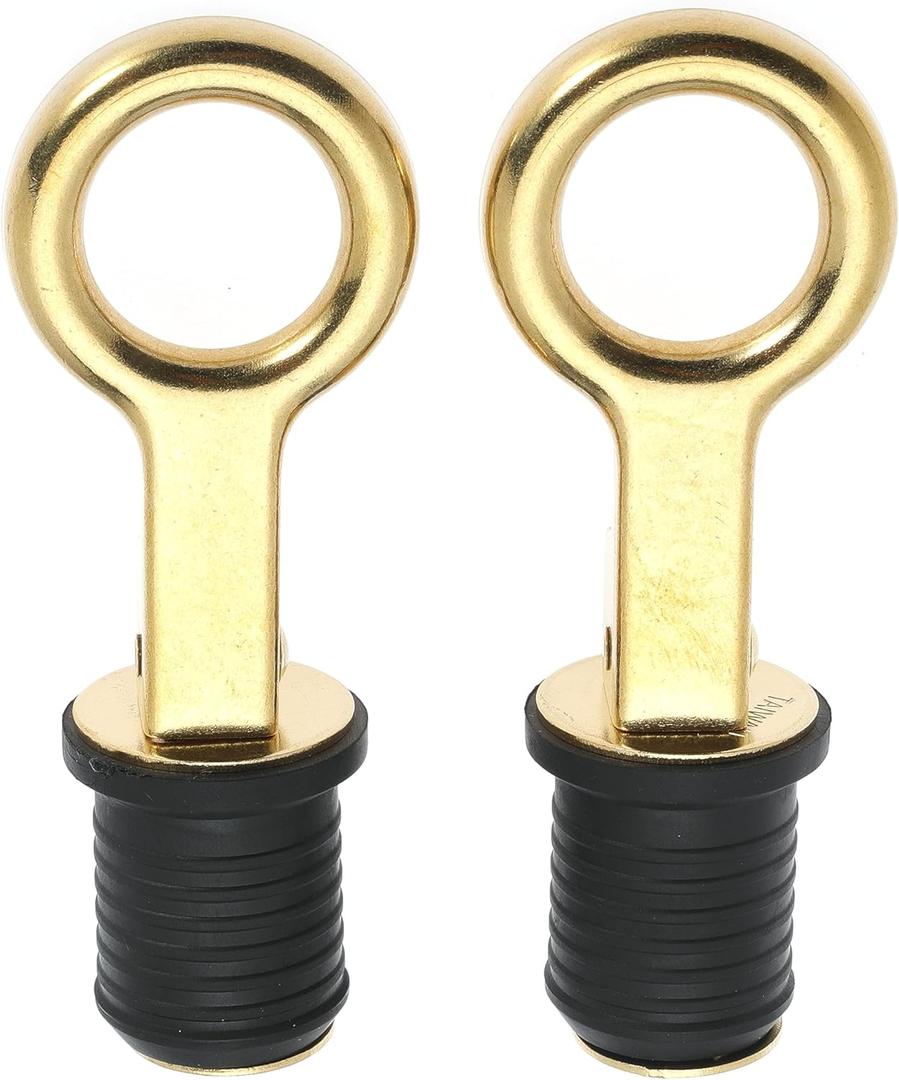 2 Pcs Boat Plug Snap Handle Boat Drain Plug Rubber Plugs with Brass/Stainless Steel Handle Marine Twist Plug Boat Accessories (1 inch)