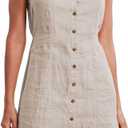 Amazhiyu Linen Dress for Women 100% Linen Summer Tank Dress Short Sleeveless Summer Dress Summer Dress Beach Dress Casual Mini Dress Button Down Dress Swing Dress, Size Medium