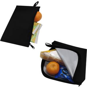 Moyad Reusable Sandwich Snack Bags, 2 Pack Zipper Lunch Pouches, Dishwasher Safe & BPA Free, Compact Food Storage for Work, Travel, Picnic, Black