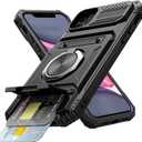 Vofolen for iPhone 11 Wallet Case with Card Holder [Store 2 Cards] + 360 Rotated Ring Stand Kickstand Dual Layer Heavy Duty Shockproof Wallet Phone Case for iPhone 11 for Women Men, 6.1 Inch Black