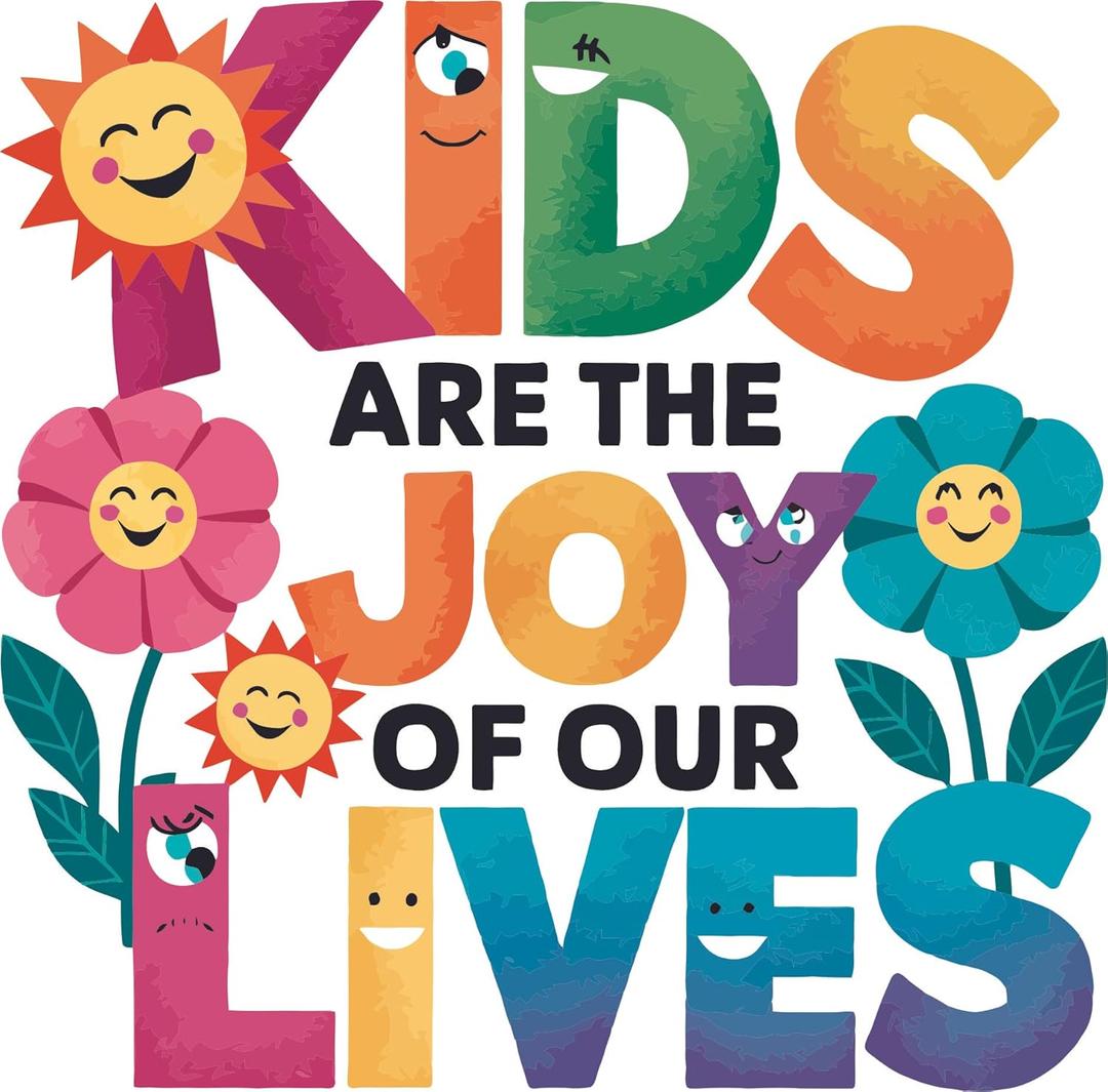 Kids are The Joy of Our Lives Quote Cute Happy Flowers Wall Decal Wall Dcor Vinyl Sticker Size: 20 x 20