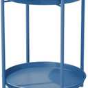 Grand patio Outdoor Side Table 2-Tier End Table Round Accent Table Peacock Blue