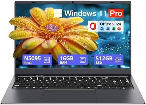 UOWAMOU 17.3-inch Windows 11 Laptop, 8GB RAM, 512GB SSD, FHD IPS Display Laptop Computer, Intel N5095 Quad Core, 2.4/5G WiFi, BT4.2 Backlit and Fingerprint, Lightweight and Portable