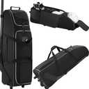 39-Inch Hockey Bag with Wheels, Large Ice Hockey Duffel Travel Bag for Equipment & Gear, with Separate Shoe Compartment (Black)