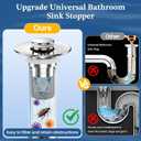 Bathroom Sink Drain Strainer,Pop Up Sink Stopper with Removable Stainless Steel Hair Catcher Basket, Anti-Clog Bathroom Sink Drain Plug for 1.1-2.36 Inch Drain Holes (Sliver 1Pcs)