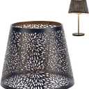 Metal Lamp Shade for E27 E26, Flower Shadow Lampshade, Hollow Out Design Vintage Lamp Shades for Table Lamps and Floor Light, Small Lampshade for Living Room Bedroom Decoration (Black Gold)