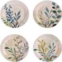 Bico Botanical Valley Salad Plates Set of 4, 8.75 Inch Ceramic Dessert Plates for Salad, Appetizer, Side Dishes, Microwave and Dishwasher Safe, Gift for Housewarming and Thanksgiving