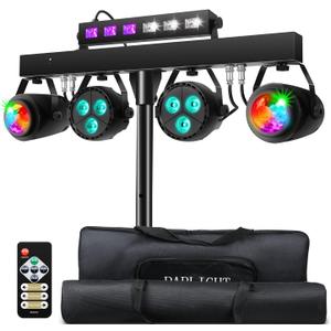 DJ Lights Package with Stand 7.5Ft, DJ Light for Parties Sound Activated, DMX & Remote Control Portable Gig Bar Lights LED Stage Lighting System for Band, Booth, Wedding, Events, Shows (PL-31P(with bag))