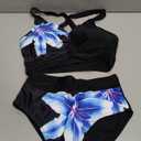 Herseas Women's 2 Piece Bikini Sets Twist Front Top Lily Print Swimsuits High Waisted Bathing Suit Beach Summer Swimwear Medium
