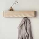 Kazai. Wall-Mounted Coat Rack 'Toke' - Modern Design Coat Rack with Hidden Wall Hooks - Solid Wood Veneer Panel Coat Hanger - Oak, White