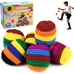 3/6 Pack Knitted Footbag, Sand Filled Hacky Ball - Durable Handmade Kick Sack for Kids Adults Outdoor Game & Retro 90s Toy