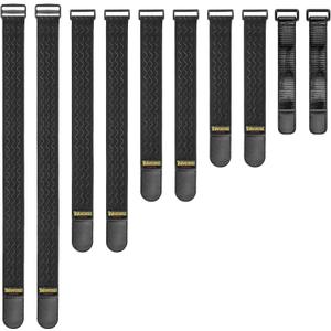 Trilancer Elastic Cinch Straps with Anti-Slip Strips, 5 Size Combo(10-Pack) Heavy Duty Hook and Loop Storage Straps for Extension Cords,Cables, Ropes, Hoses, Bike, RV, Pant Garters,Garage Organization (5 size combo(9''+12"+14''+18"+24"))