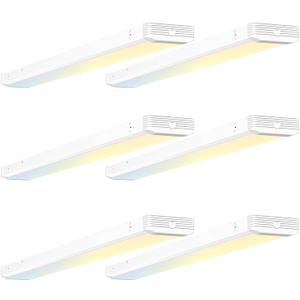 BBOUNDER 6 Pack 4FT LED Wraparound Light with 3CCT Selectable, 4000K/5000K/6500K, Super Bright 5500LM 50W 4 Foot Fluorescent Light Fixture, Flush Mount Office Ceiling Light for Kitchen Garage, Black 