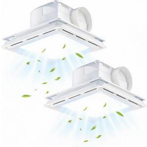 Nuanchu 2 Pack 12.2" Bathroom Exhaust Fan with Light, 110 CFM Quiet 1.0 Sone, Mounting Opening 11.81 x 11.81 Inch Shower Ceiling Mount Vent Fan Lights Combo for Home Office, About 12.2 12.2 5.5 inches/ 31 x 31 x 14 cm