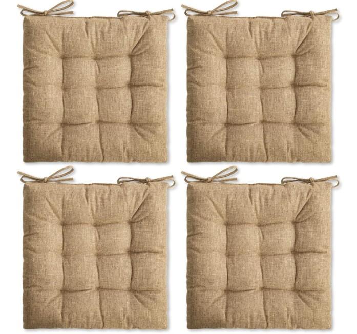 SQUARE MOON 4 Pack Chair Cushions, Seat Cushions, Chair Pads, Chair Mat for Indoor, Outdoor Dining Chair, Kitchen Chairs, Dining Room Chairs (16"  16"  4 Pack, Brown)