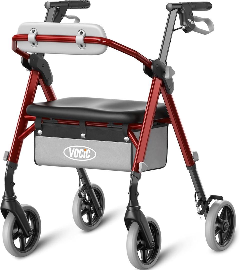 VOCIC Z11 Rollator Walker for Seniors with Seat, 380 LBS