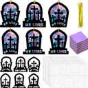 Chiisong 24 Sets Easter Religious Cross Crafts He Lives Religious Tissue Paper Sign Easter Crafts Kit Resurrection DIY Suncatcher Art Christian Ornaments Jesus Sunday Art