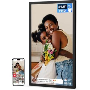 FRAMEO 21.5 Inch Touchscreen Large Digital Photo Frame, 1920x1080 WiFi Digital Picture Frame 64GB, Security Share Photo/Video via APPs, Email, USB/Mirco SD, Easy Set Up, Gifts for Mom