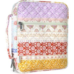 WOBAGMEN Bible Cover Case for Women,Large Bible Tote Bags Organizer Quilted Carrying Case for Girls,Bible Study Supplies Accessories Christian Gifts for Women (Yellow Floral, M)