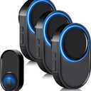 Wireless Doorbell with 3 Receivers 1 Button, PHYSEN Door Bell Ringer Wireless - 1300 Ft Range, 58 Melodies, 5 Volume Levels, LED Flash - Waterproof Wireless Doorbells for Home Classroom