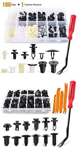 GOOACC 166 Pcs Car Retainer Clips - 12 Most Popular Sizes with 240PCS Car Plastic Rivets Fasteners Push Retainer Kit - 12 Sizes with Fasteners Remover for GM Toyota Honda Nissan Mazda Ford Chrysler
