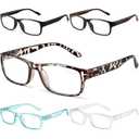 Gaoye Professional Reading Glasses for All Day - Computer Readers with Blue Light Protection - Value Pack 1.75