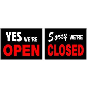 840046 15 x 19 in. Red & Black Plastic Yes were Open & Sorry were Closed Sign - 6 Piece 66
