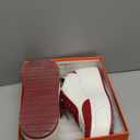 LUCKY STEP Women's Platform Chunky Sneakers Fashion Star Glitter Sparkly Wedge Walking Shoes High Heel Casual Shiny Thick Sole Footwear (7, Red/White)