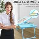 Laptop Desk for Bed Couch,Lap Desk for Laptop,Portable Laptop Stand for Desk,Small Adjustable Laptop Desk,Foldable Bed Table for Laptops and Writing, Bed Tray Table with Cup Holder(Blue)