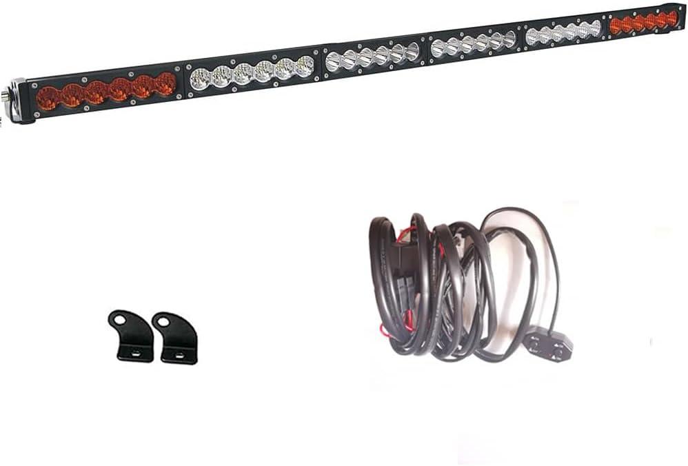 Dual Color Single Row 38" 180W LED Light Bar - White Amber Yellow Spot Flood Combo Work Off Road Driving Fog Light - Heavy Duty Trucks Boat Wiring Harness